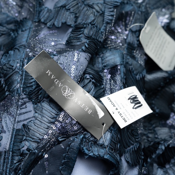 Betsy & Adam - Flower Embroidered Cap Sleeve Gown - Picture 13 of 14